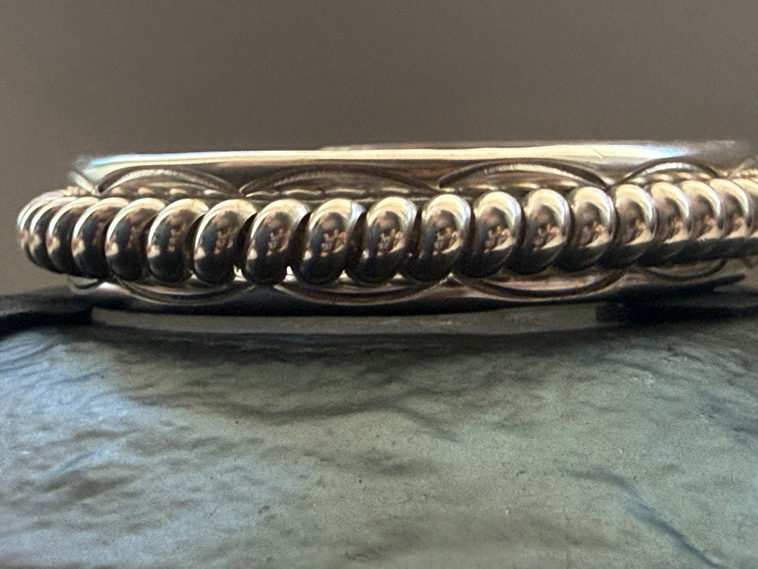 TAHE Navajo Sterling Silver Rope Cuff Bracelet