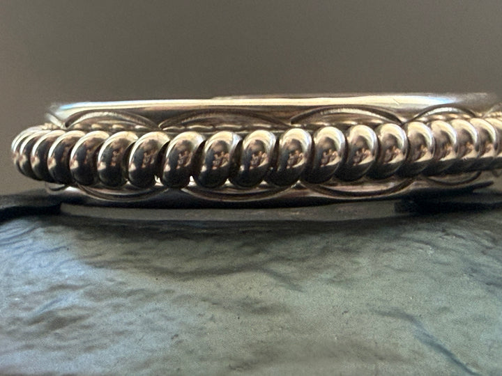 TAHE Navajo Sterling Silver Rope Cuff Bracelet