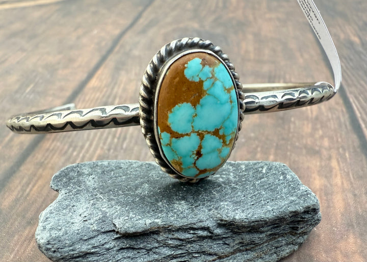Donovan Skeets Navajo Handmade Sterling Silver and Mine 8 Turquoise Cuff