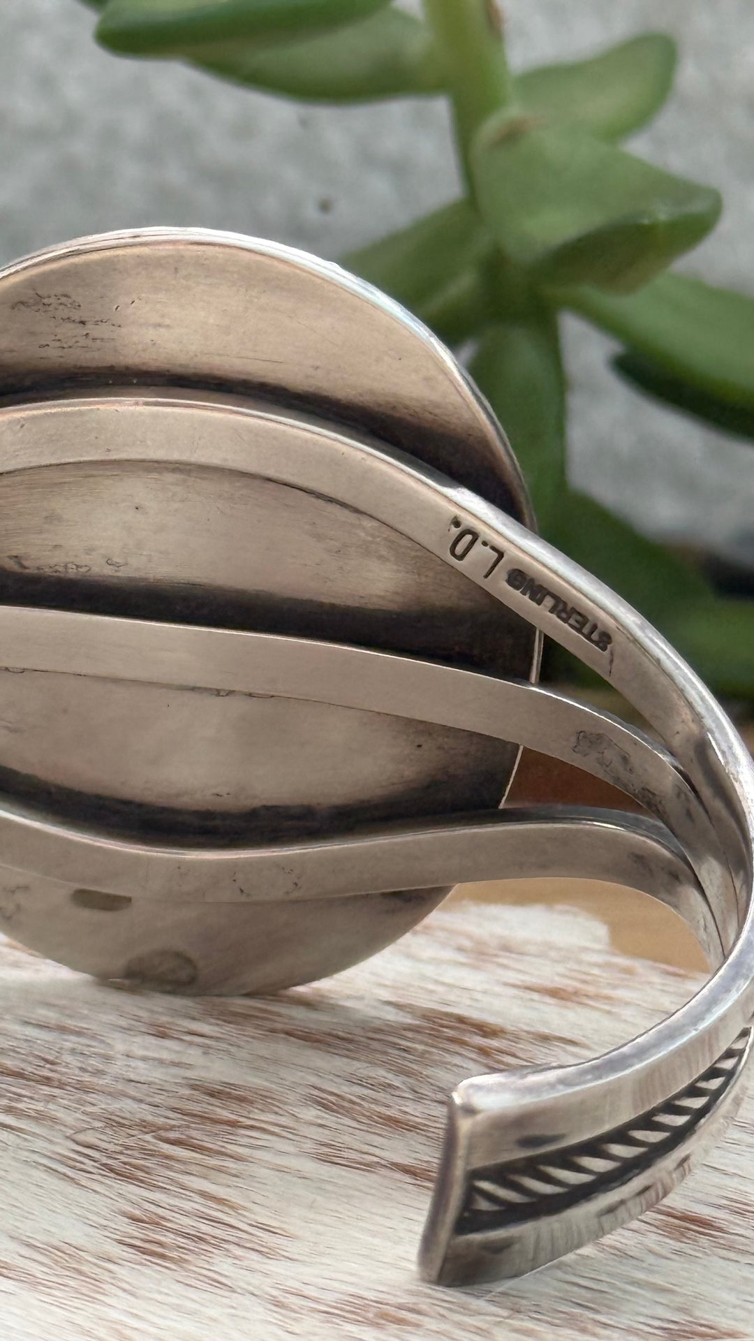 Native American Sterling Silver Tooled Leather Rose Cuff Bracelet | Signed LD | Handmade Floral 6” Western Cuff