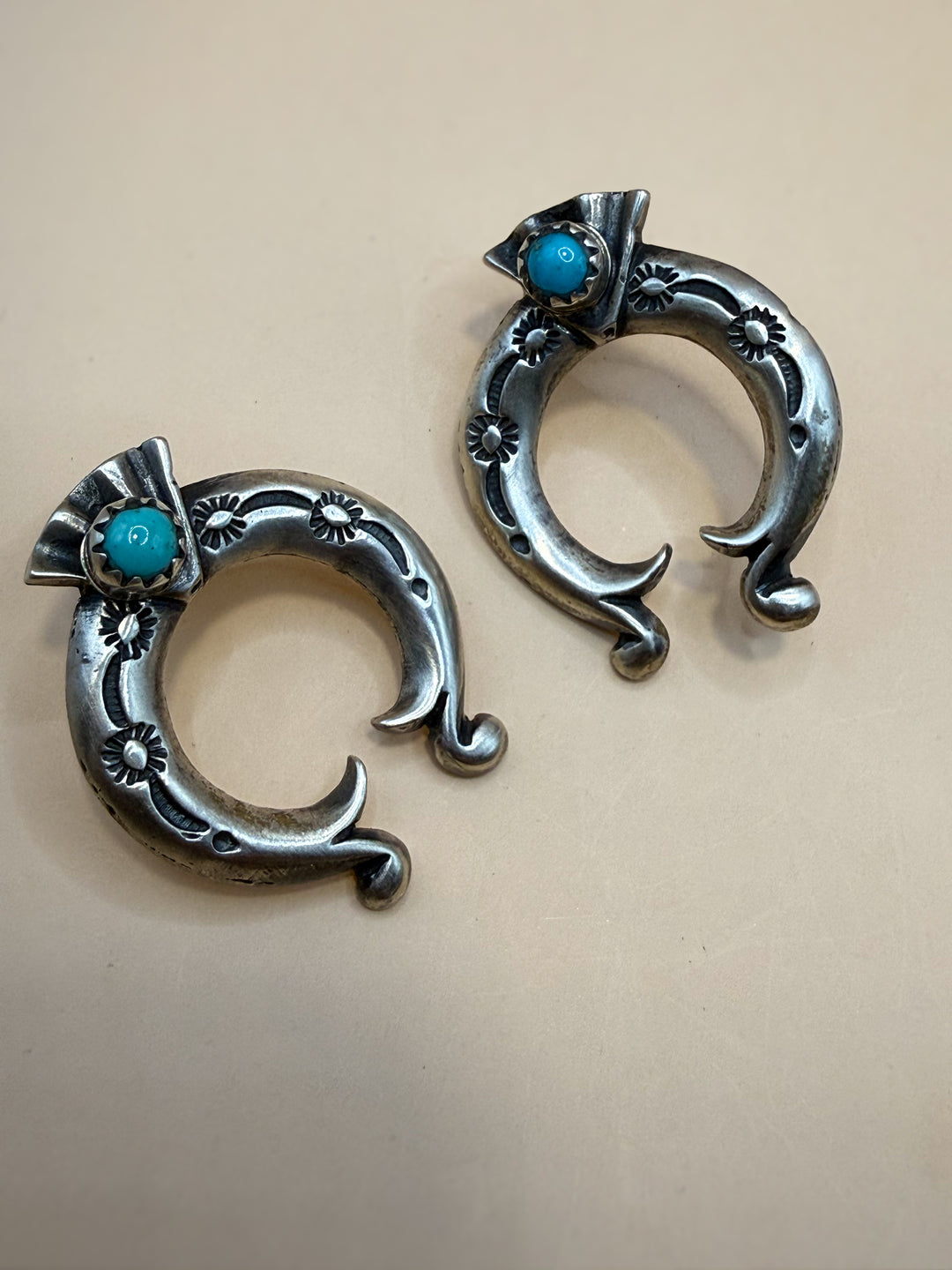 Navajo handmade sterling silver Naja earrings