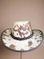 Cabello by Lesa Collection : Brown Speckled Hair on Cowhide Outback Western Hat (Large)