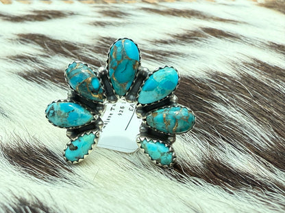 Southwestern Squash : Sterling Silver & Mojave Turquoise Ring size 8