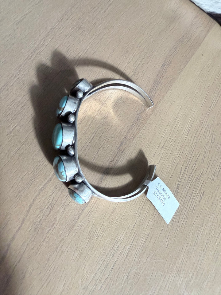 Augustine Largo Mine #8 Turquoise Sterling Silver Cuff - Navajo Handmade