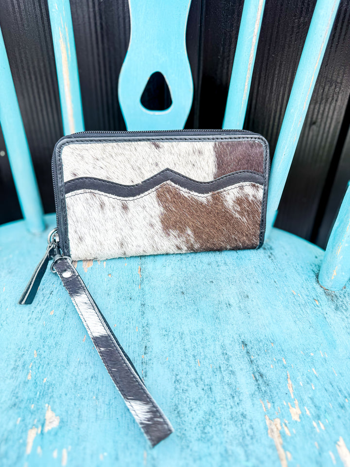 One of One Cowhide Zip-Around Wristlet Wallet