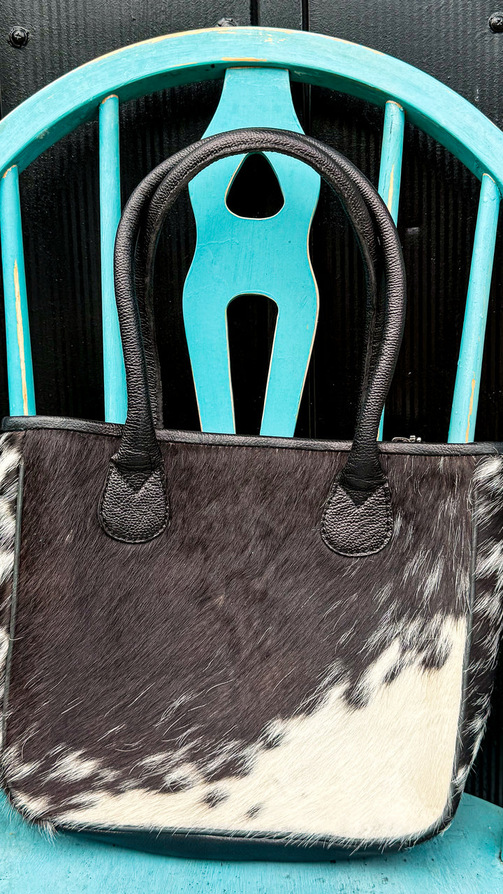 Hair-On Cowhide Mini Tote | Genuine Leather Everyday Purse | Lightweight Western Chic Handbag