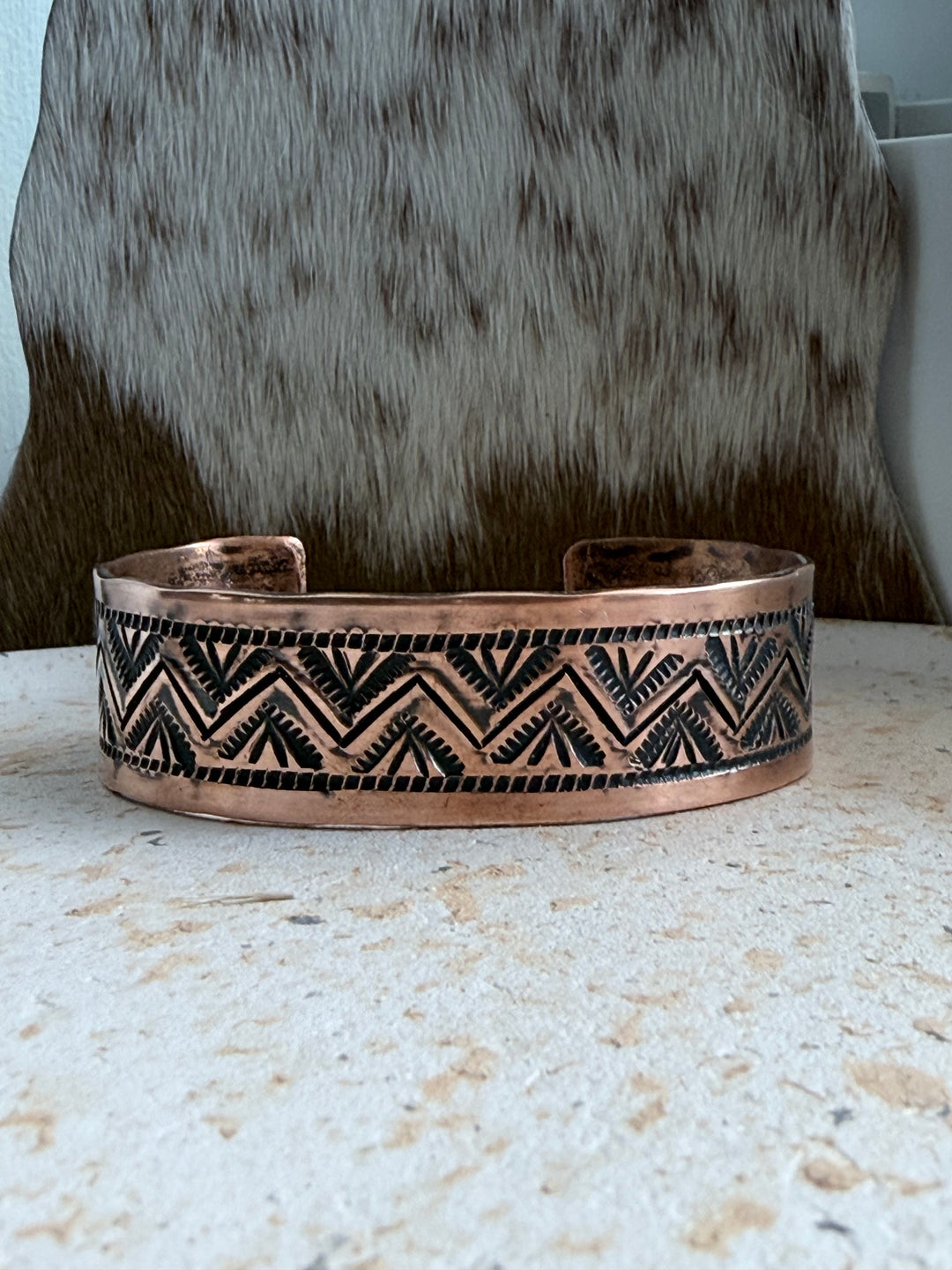 Tristan James Navajo Handmade Pure Copper Stamped Cuffs