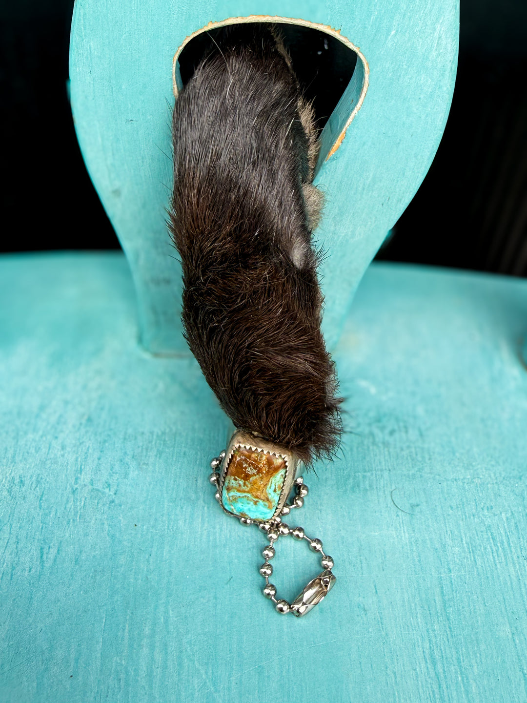 Texas Charm Rabbit’s Foot Bag Charm & Keychain | Genuine Turquoise | Handmade in Texas