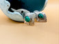 VINTAGE stamped Malachite & Sterling Silver earrings