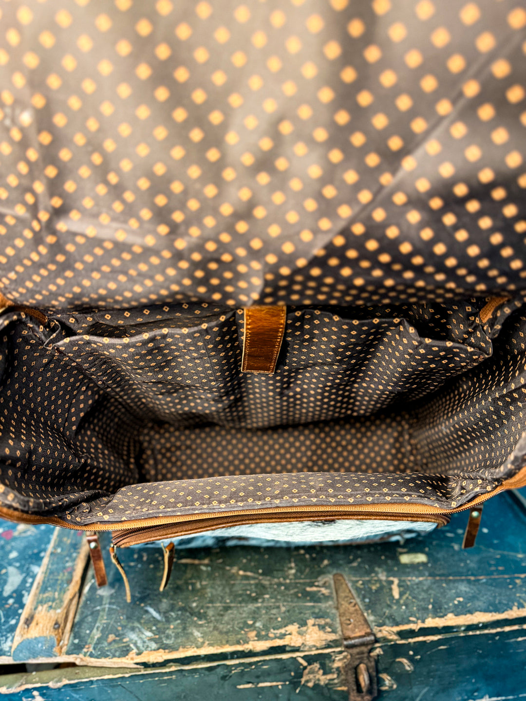 The Bubba Bag: Hair on Cowhide Full Grain Leather All Adventures Backpack in Black White Grey Speckled Hide