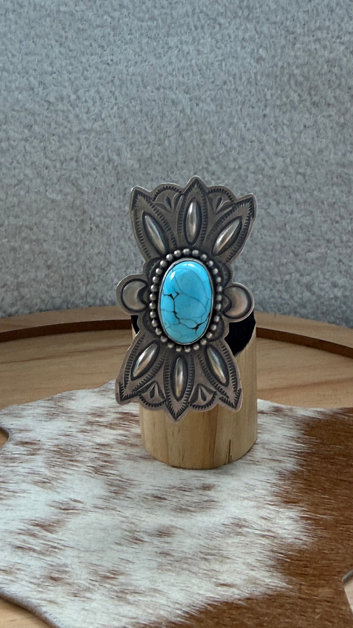 Boyd Ashley Navajo Golden Hills Turquoise Statement Ring | Sterling Silver | Signed BJA | Handmade