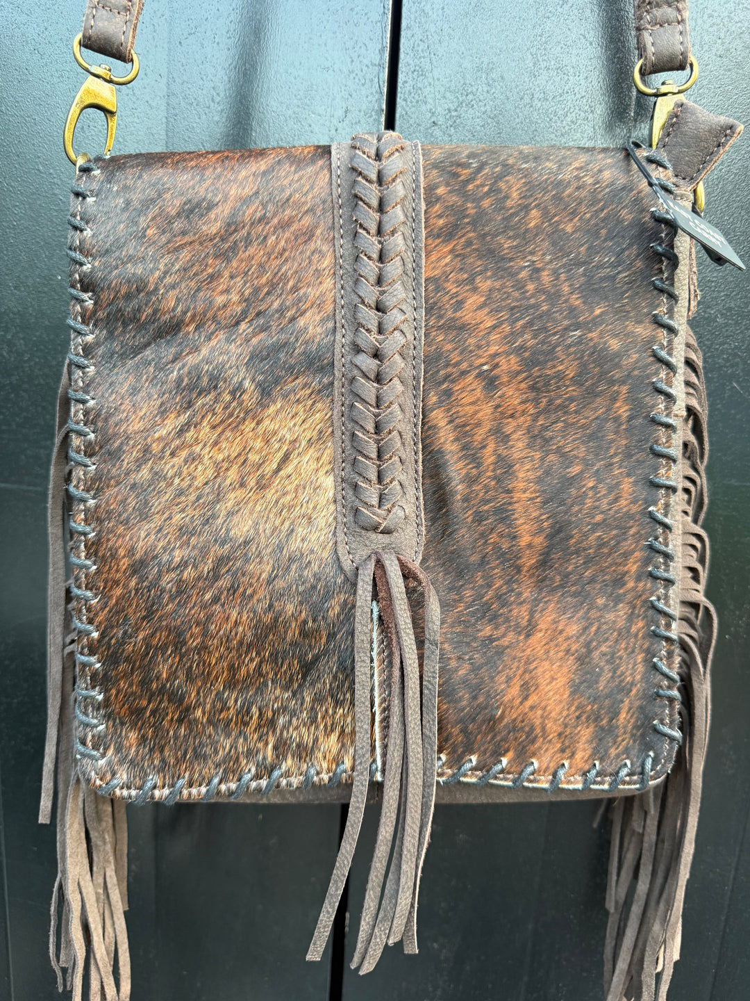Genuine Leather Concealed Carry Crossbody Purse | Hair-on Cowhide Fringe Bag | Right Hand Draw