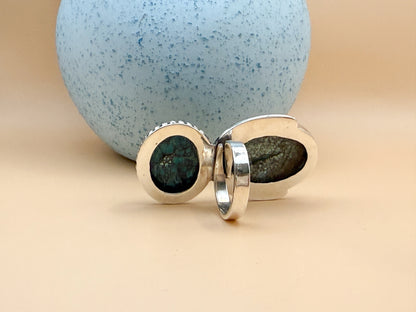 Southwestern Designer Turquoise & Sterling 925 Adjustable Ring