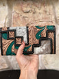 Two Step – Pine Twist : Tooled Leather and Cowhide Wallet