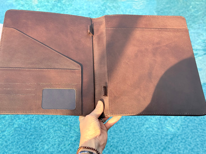Turquoise Tooled Cowhide Padfolio | Western Leather Portfolio Organizer