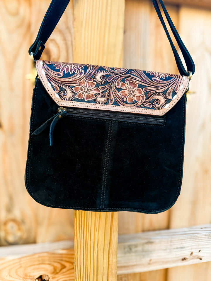 The Lee Tooled Boot Stitch Crossbody |
Genuine Leather & Hair-On Cowhide Western Purse