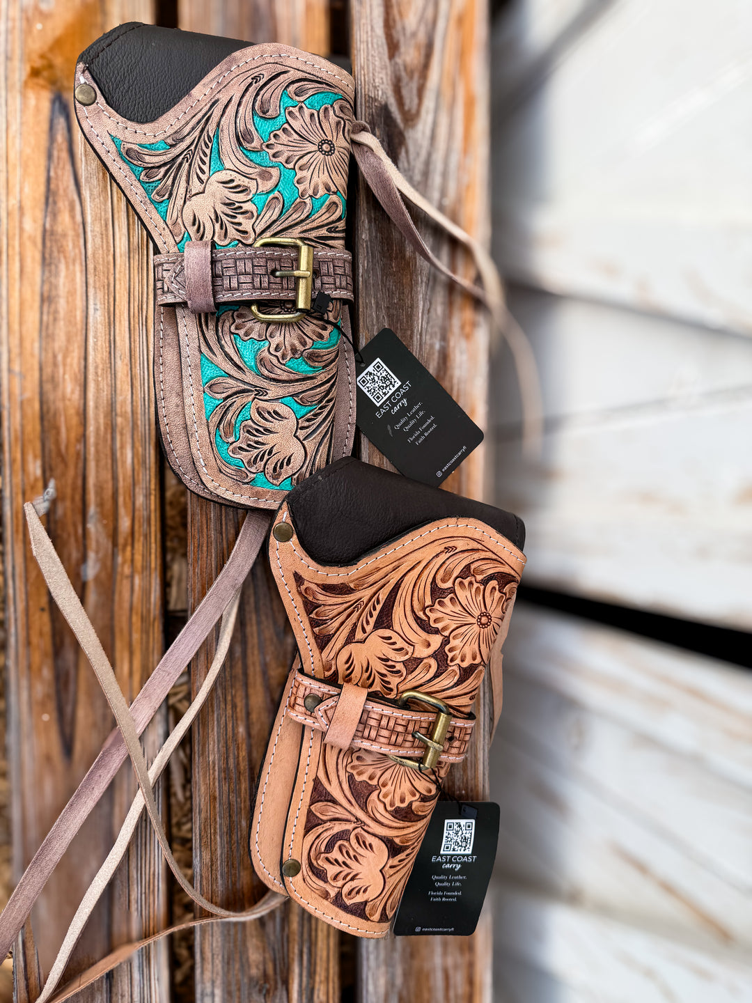 The Rattlesnake Wrangler Holster | Western Tooled Leather Side Holster