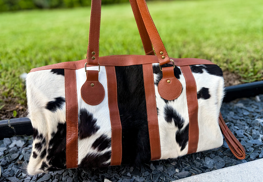 The Quick Stop | Cowhide & Leather Duffle Bag
