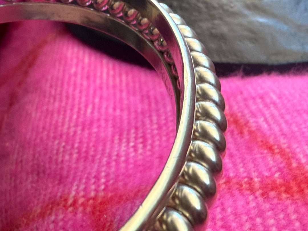 TAHE Navajo Sterling Silver Rope Cuff Bracelet