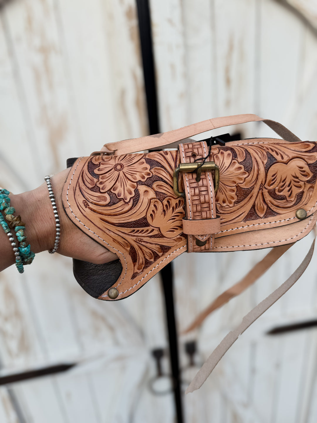 The Rattlesnake Wrangler Holster | Western Tooled Leather Side Holster