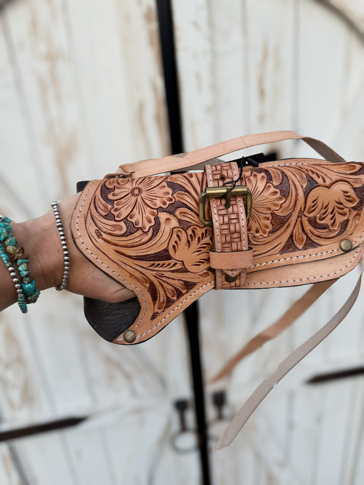 The Rattlesnake Wrangler Holster | Western Tooled Leather Side Holster