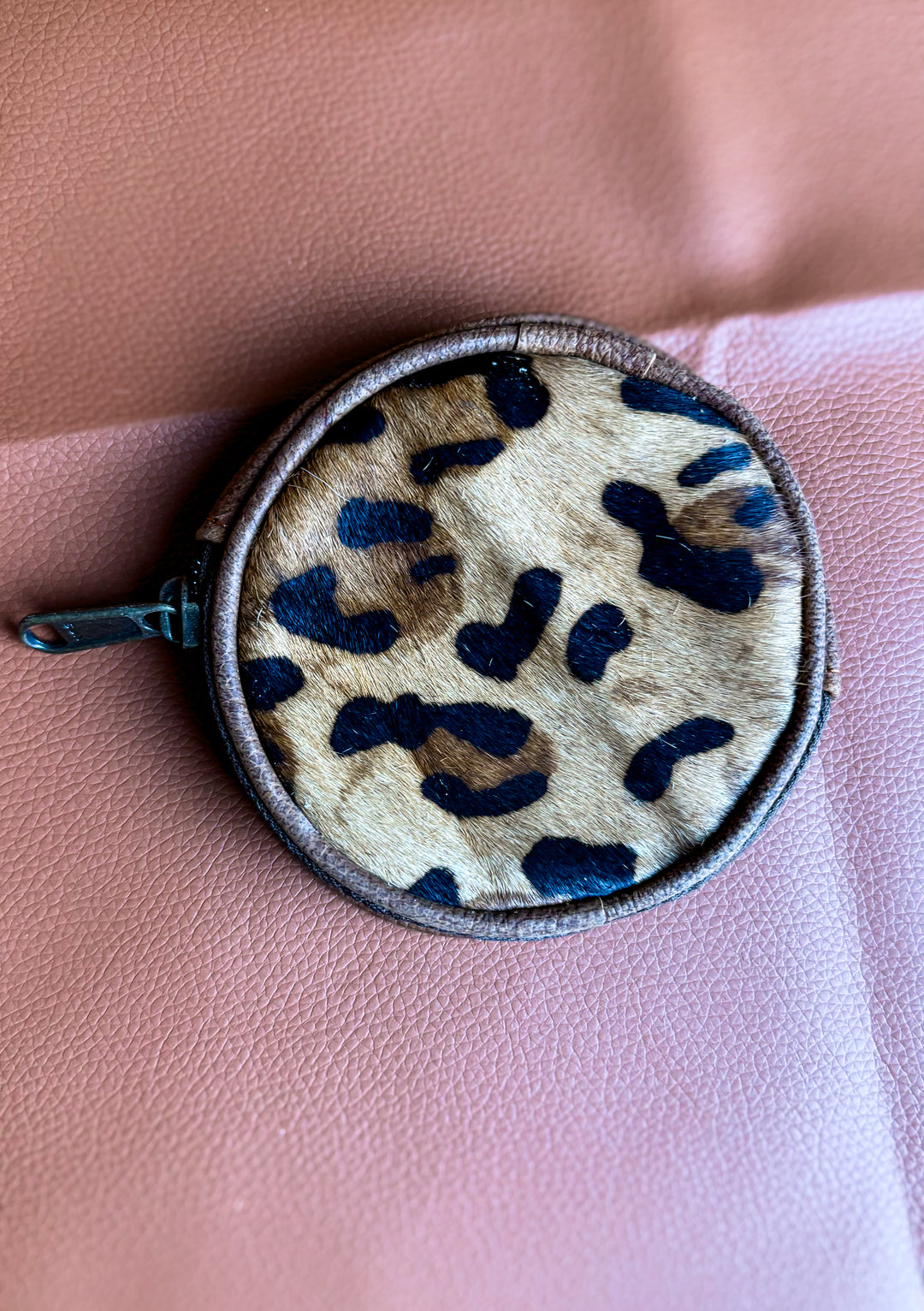 Cowhide Jewelry and Essentials Keeper | Mini Leather Zip Pouch