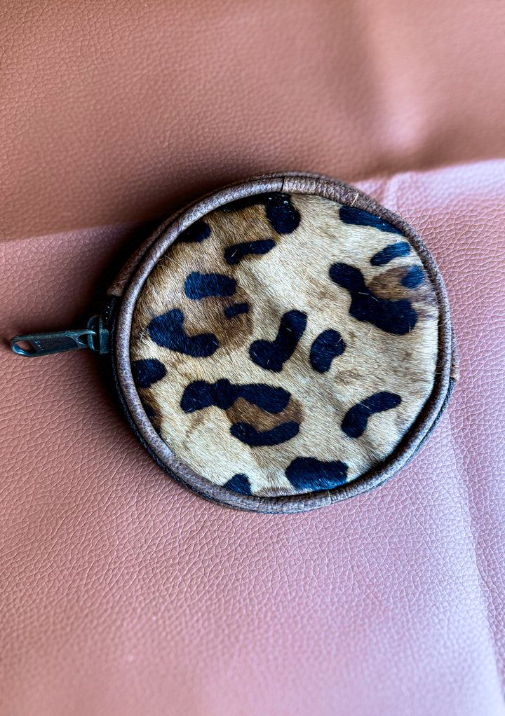 Cowhide Jewelry and Essentials Keeper | Mini Leather Zip Pouch