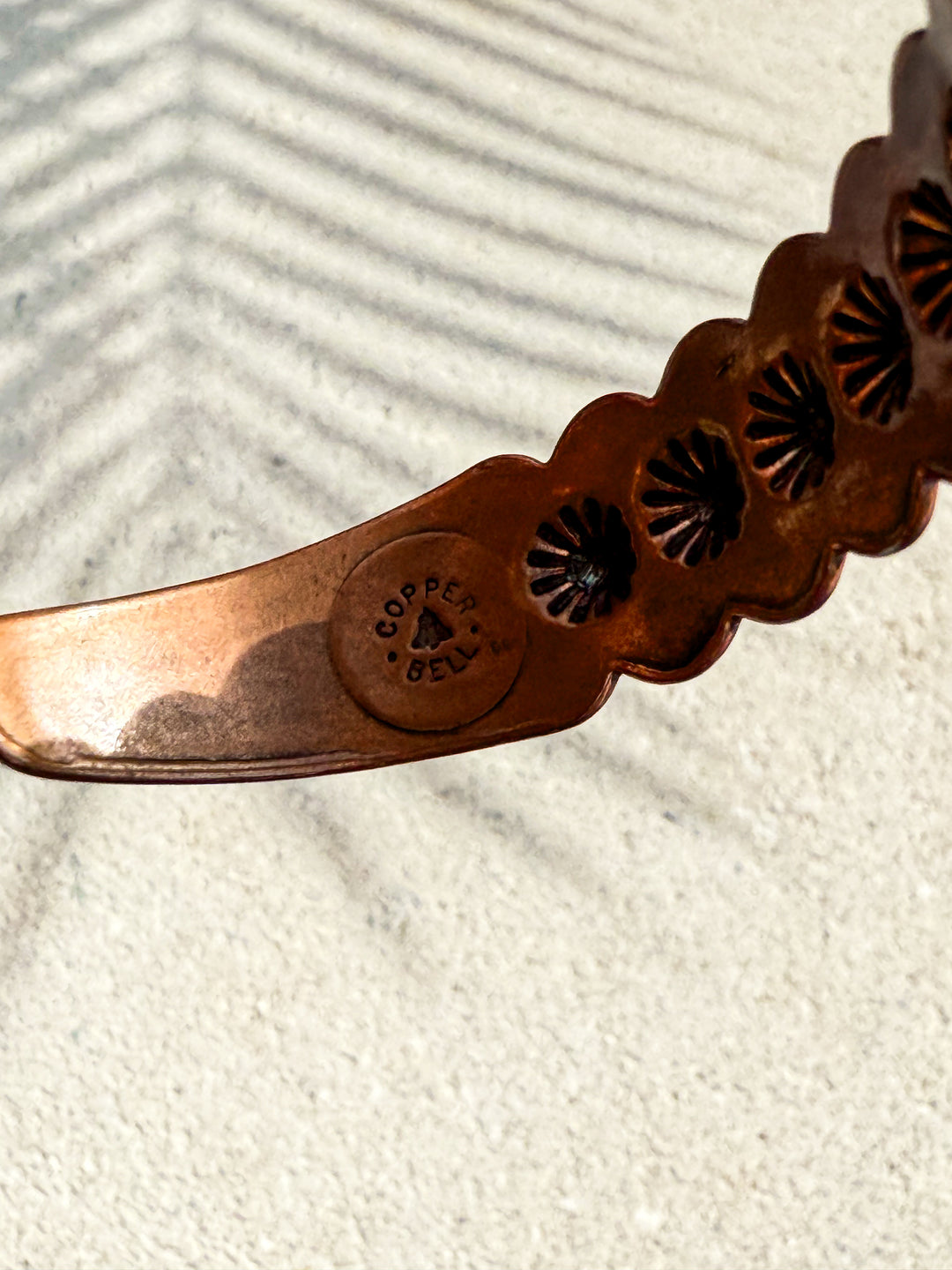 Vintage Bell Trading Post Copper Cuff Bracelet | Scalloped Stampwork Southwest Design
