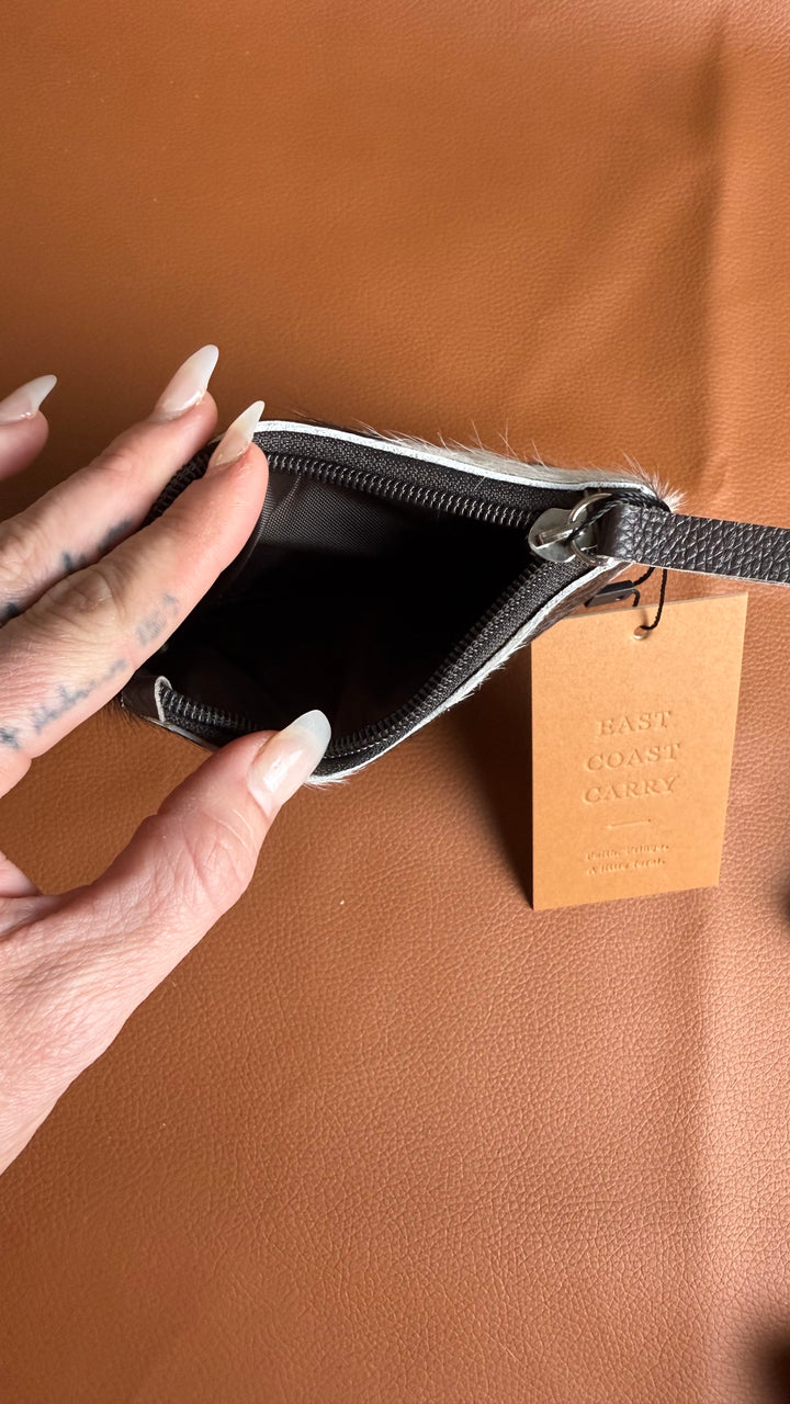 Genuine Cowhide Zipper Pouch | Hair-On Cowhide Coin Purse, Card Holder & Cash Wallet