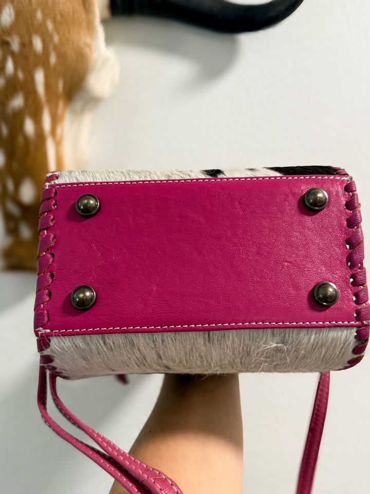 The Hide and Go Carryall - Pink Leather and Hair on Cowhide