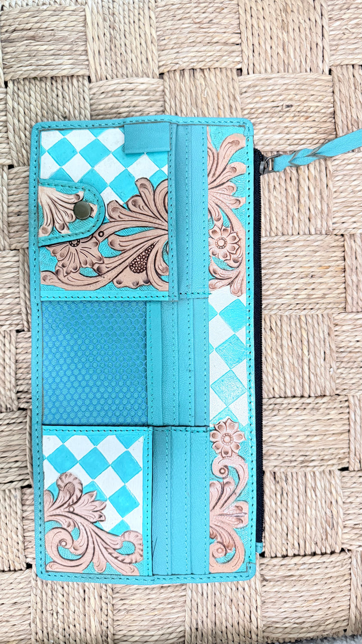 Blacktop Boss™ Turquoise Leather Visor Organizer | Western Car & Truck Storage Organizer
