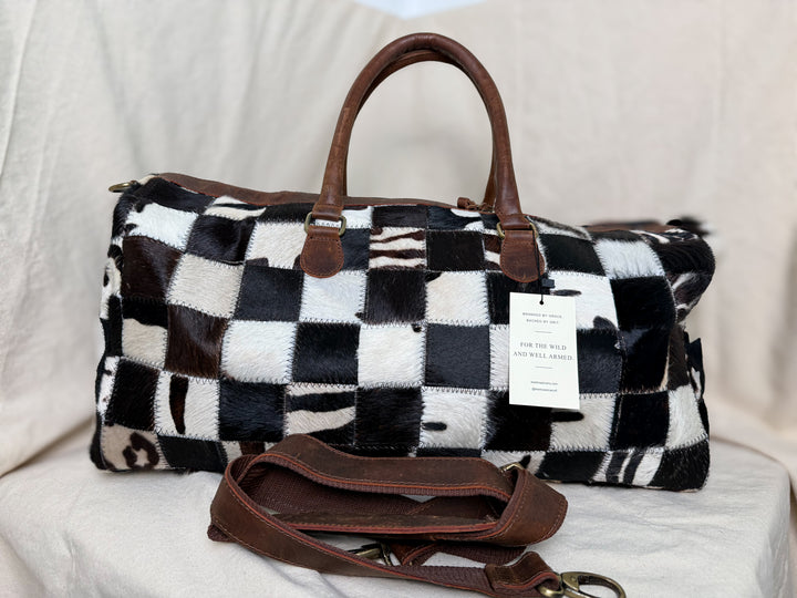 Checking In Weekender Duffle – Genuine Hair On Cowhide & Full-Grain Leather Travel Bag