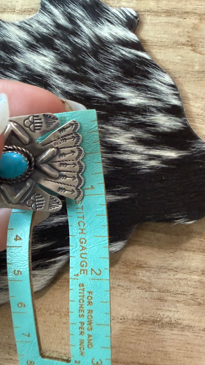 Tim Yazzie Navajo Kingman Turquoise Thunderbird Ring | Sterling Silver