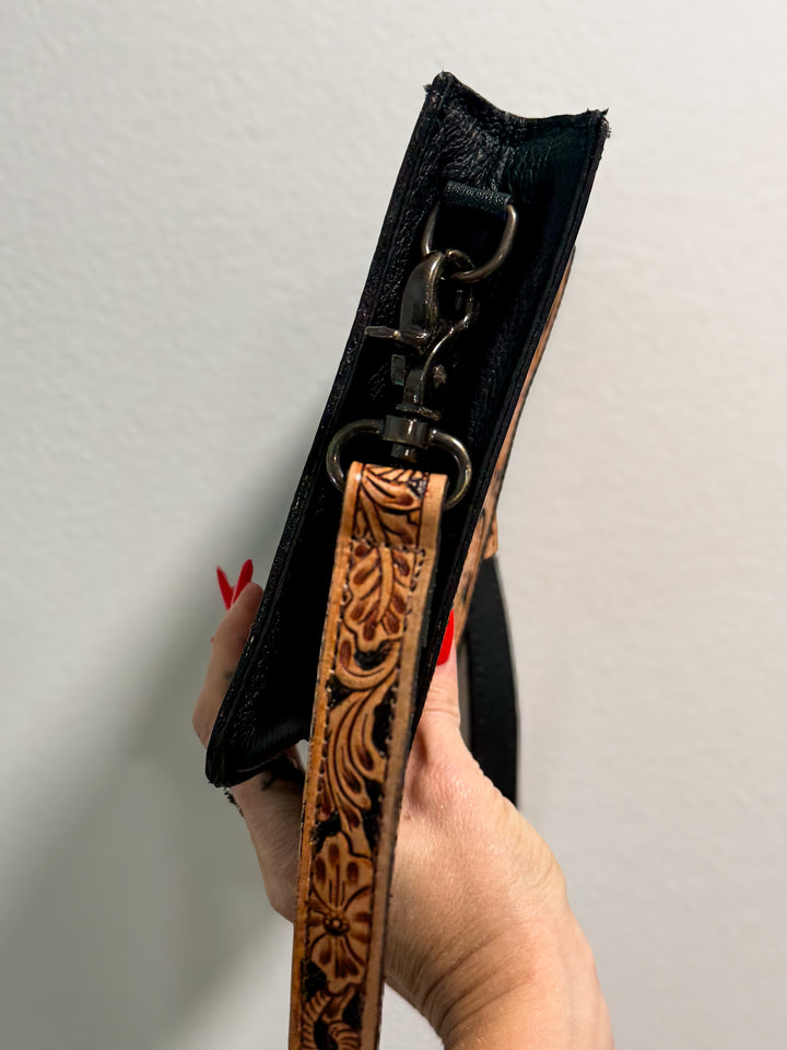 The Crossroads | Hand-Tooled Leather & Cowhide Crossbody