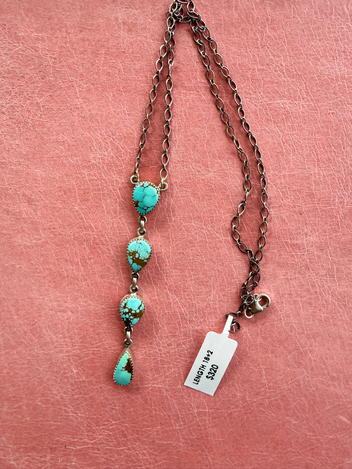 Mine No. 8–Style Turquoise Sterling Silver Lariat Necklace – Southwestern Drop