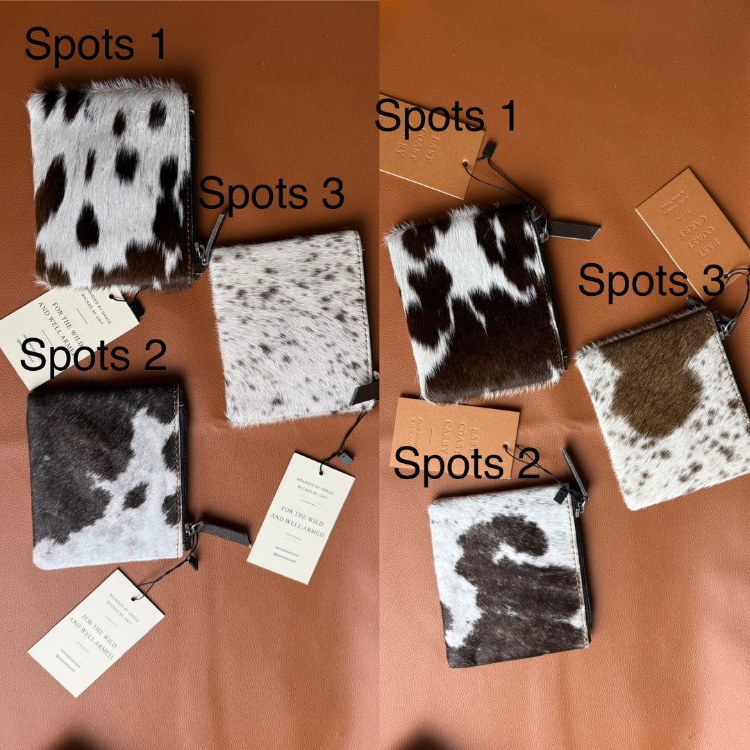 Genuine Cowhide Zipper Pouch | Hair-On Cowhide Coin Purse, Card Holder & Cash Wallet