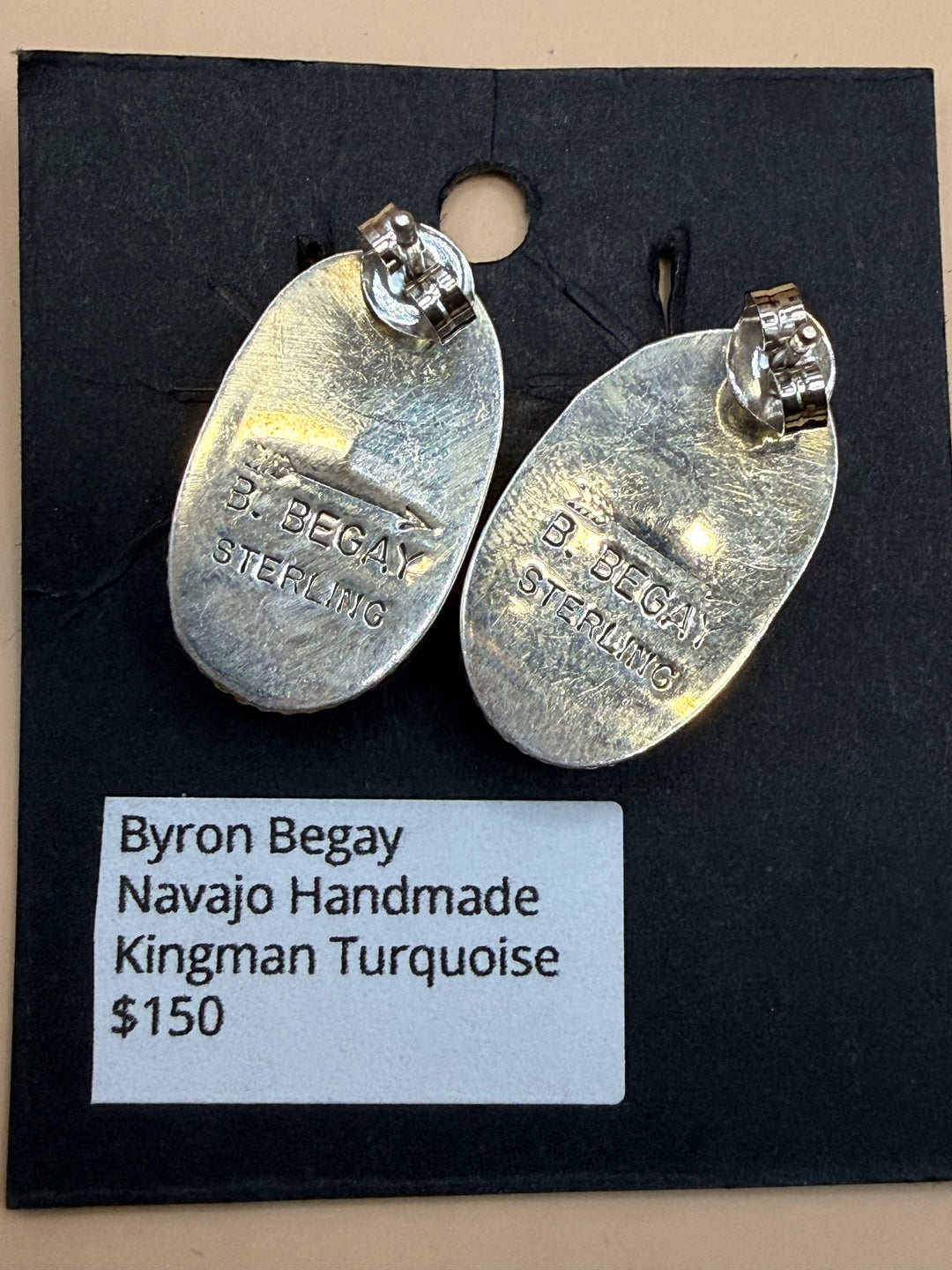 Byron Begay Navajo Kingman Turquoise Stud Earrings
