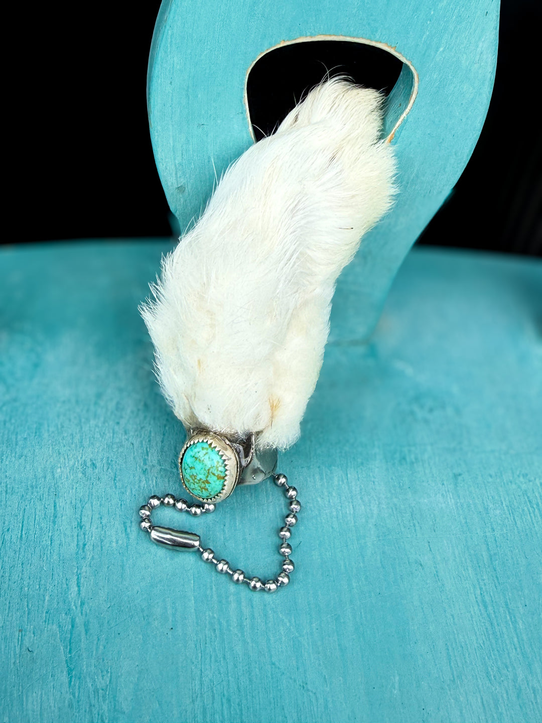Texas Charm Rabbit’s Foot Bag Charm & Keychain | Genuine Turquoise | Handmade in Texas