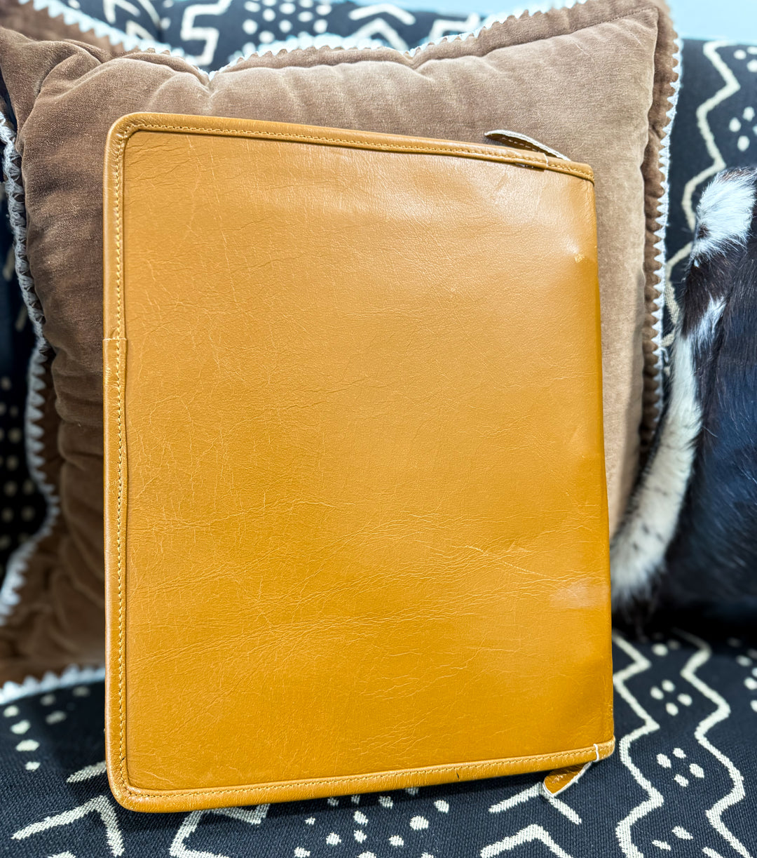 Adult Money Work Binder | Tooled Leather Western Zip Portfolio Organizer with Card Slots & Ring Binder