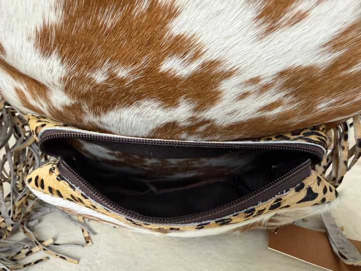 The Wild Hair Backpack | Genuine Hair-on Cowhide Leather Backpack with Leopard Print Fringe