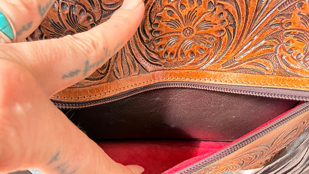 The Backroad Rambler | Cowhide & Tooled Leather Concealed Carry Backpack
