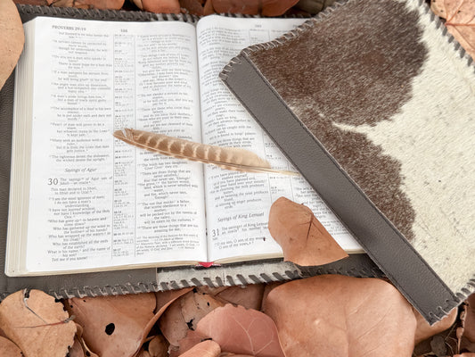 Handmade Cowhide & Chocolate Leather Bible Cover – Large Print Bible or Composition Notebook Sleeve
