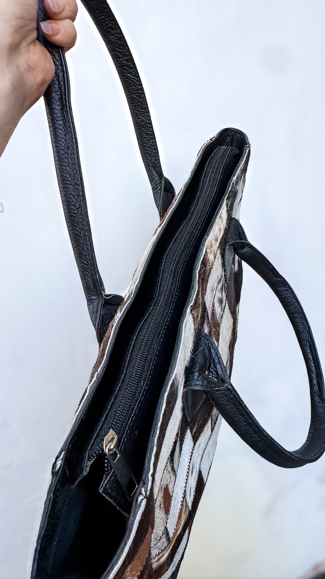The Longcheck | Patchwork Cowhide Leather Tote Bag