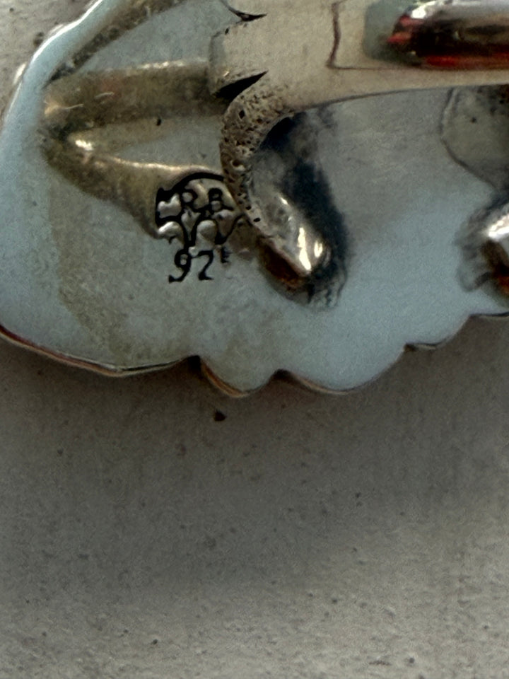 Running Bear Navajo Pink Conch Revolver Ring | Sterling Silver | Handmade | Size 7.75