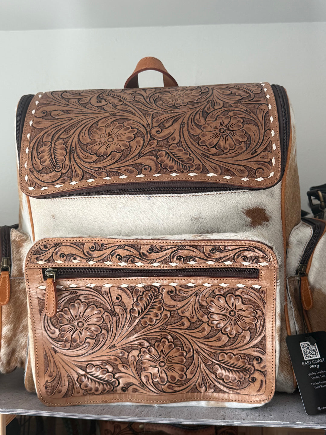 The Bubba XL Backpack | Tooled Leather Cowhide Travel Bag