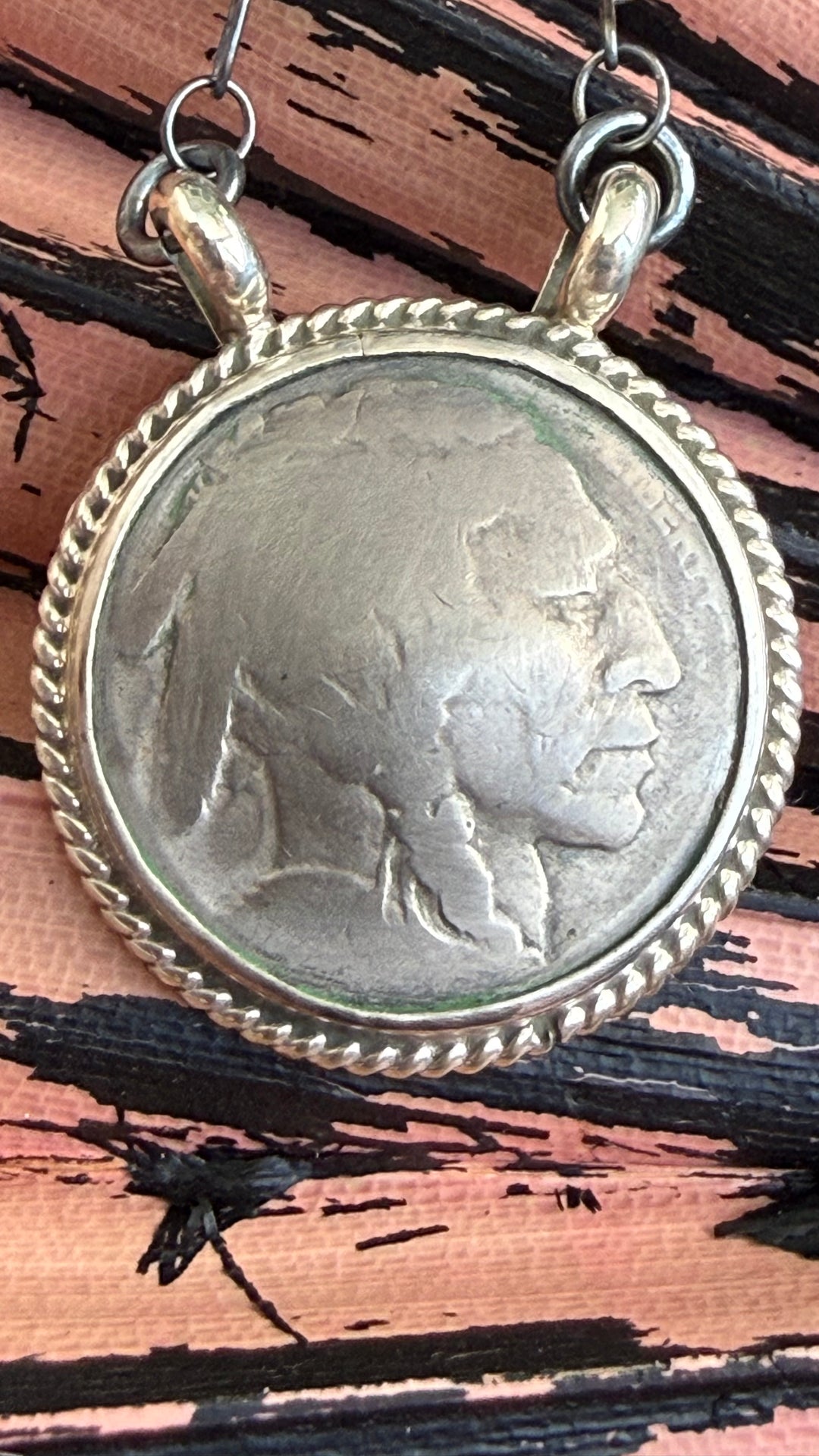 Keith Henry Navajo Buffalo Nickel Necklace | Handmade Sterling Silver Coin Pendant | Oxidized 16” Chain