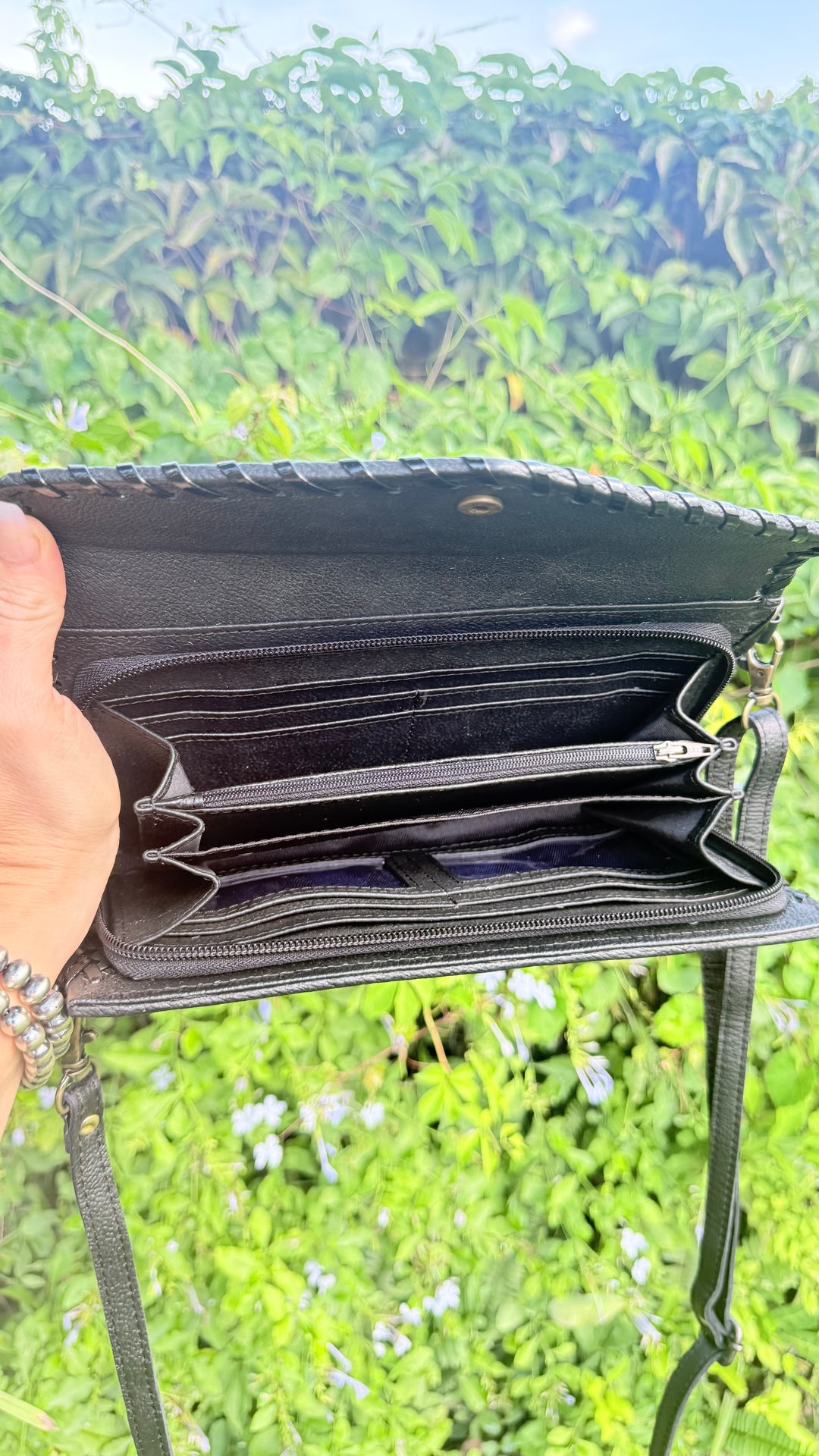 Check Her Out | Cowhide Patchwork Leather Clutch Crossbody & Wallet Organizer