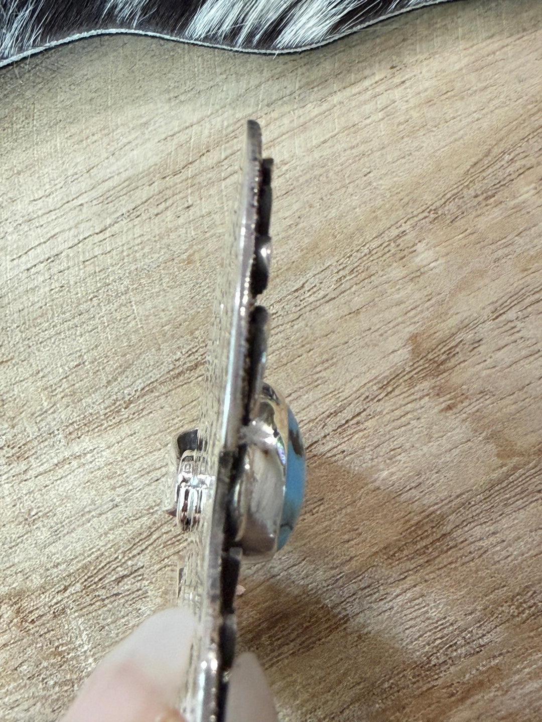 Alex Sanchez Navajo Golden Hills Turquoise Sterling Silver Rabbit Pendant