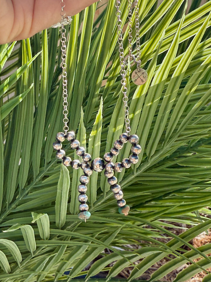 Desert Pearl 18” Bow and Chain Necklace with Kingman Turquosie