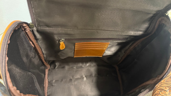 The Bubba XL Backpack | Tooled Leather Cowhide Travel Bag | Black or Tan